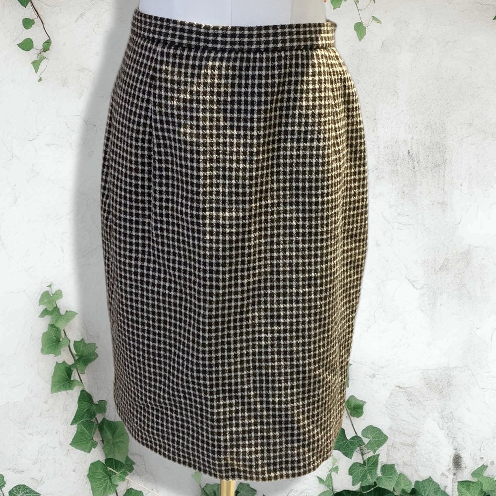 Ann Taylor Wool Blend Checkered Pencil Skirt 6